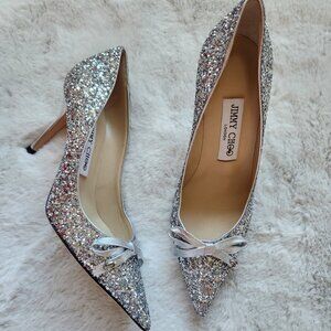 JIMMY CHOO ROMY 85 Pumps Bow Glitter